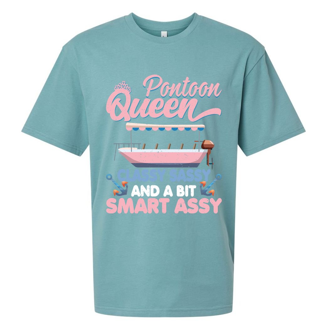 Pontoon Queen Gift For Pontoon Boating Mom Lover Cute Gift Sueded Cloud Jersey T-Shirt