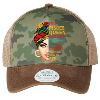 pisces queen I have 3 sides birthday gift zodiac pisces Legacy Tie Dye Trucker Hat