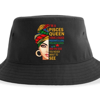 pisces queen I have 3 sides birthday gift zodiac pisces Sustainable Bucket Hat