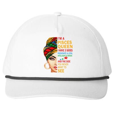 pisces queen I have 3 sides birthday gift zodiac pisces Snapback Five-Panel Rope Hat