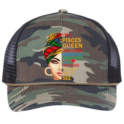 pisces queen I have 3 sides birthday gift zodiac pisces Retro Rope Trucker Hat Cap