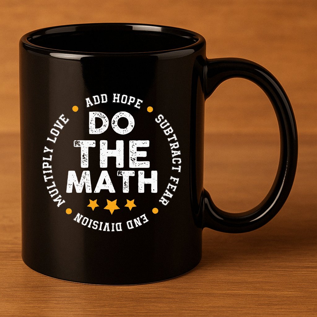 Positive Quote Inspiring Slogan Love Hope Fear Do The Math 11oz C Handle Ceramic Mug