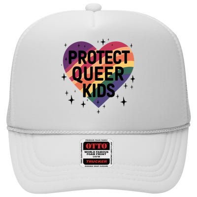 Protect Queer Lgbt Pride Month High Crown Mesh Back Trucker Hat