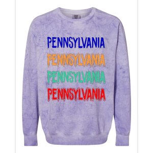 Pennsylvania Quad Logo Colorblast Crewneck Sweatshirt