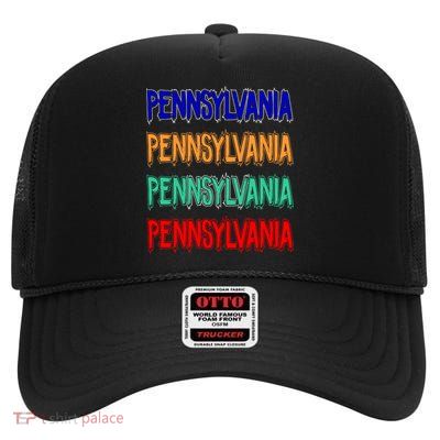 Pennsylvania Quad Logo High Crown Mesh Back Trucker Hat