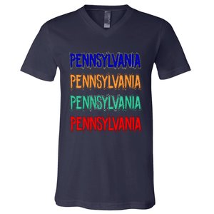 Pennsylvania Quad Logo V-Neck T-Shirt