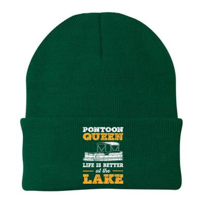 Pontoon Queen Life Is Better At The Lake Pontoon Boat Gift Knit Cap Winter Beanie