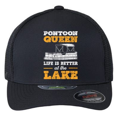 Pontoon Queen Life Is Better At The Lake Pontoon Boat Gift Flexfit Unipanel Trucker Cap