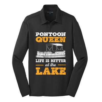 Pontoon Queen Life Is Better At The Lake Pontoon Boat Gift Silk Touch Performance Long Sleeve Polo