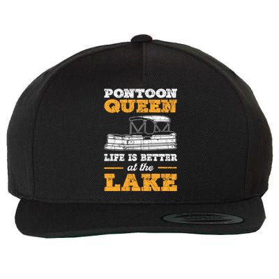 Pontoon Queen Life Is Better At The Lake Pontoon Boat Gift Wool Snapback Cap