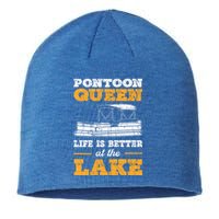 Pontoon Queen Life Is Better At The Lake Pontoon Boat Gift Sustainable Beanie