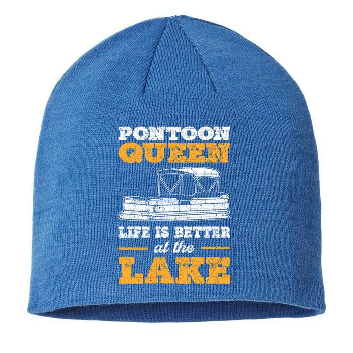 Pontoon Queen Life Is Better At The Lake Pontoon Boat Gift Sustainable Beanie