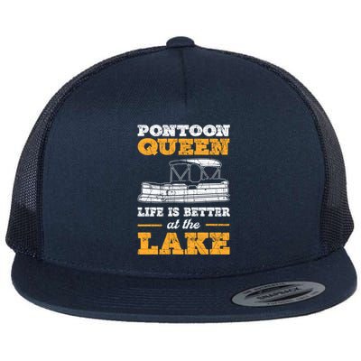 Pontoon Queen Life Is Better At The Lake Pontoon Boat Gift Flat Bill Trucker Hat