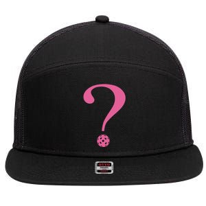 Pickleball Question Mark ? Pink Cute Gift 7 Panel Mesh Trucker Snapback Hat