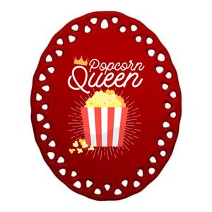 Popcorn Queen Partnerlook Gift Ceramic Oval Ornament