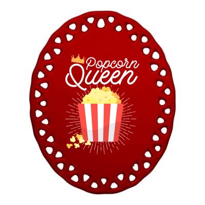 Popcorn Queen Partnerlook Gift Ceramic Oval Ornament