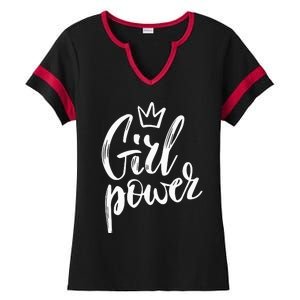  Power Queen! Strong Feminist Gift Birthday Present Ladies Halftime Notch Neck Tee