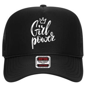  Power Queen! Strong Feminist Gift Birthday Present High Crown Mesh Back Trucker Hat