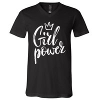  Power Queen! Strong Feminist Gift Birthday Present V-Neck T-Shirt