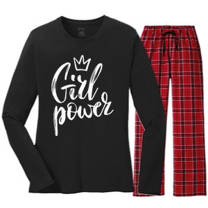  Power Queen! Strong Feminist Gift Birthday Present Women's Long Sleeve Flannel Pajama Set 