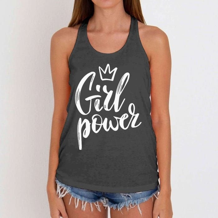  Power Queen! Strong Feminist Gift Birthday Present Women's Knotted Racerback Tank