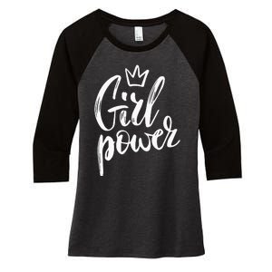  Power Queen! Strong Feminist Gift Birthday Present Women's Tri-Blend 3/4-Sleeve Raglan Shirt