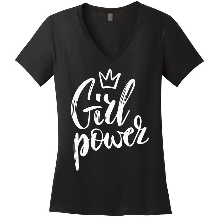  Power Queen! Strong Feminist Gift Birthday Present Women's V-Neck T-Shirt