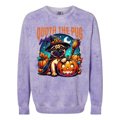 Poets Quoth The Pug Woof Halloween Dog Lovers Colorblast Crewneck Sweatshirt