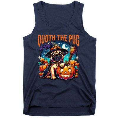 Poets Quoth The Pug Woof Halloween Dog Lovers Tank Top