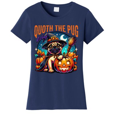 Poets Quoth The Pug Woof Halloween Dog Lovers Women's T-Shirt