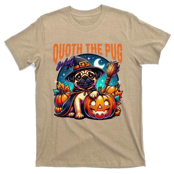 Poets Quoth The Pug Woof Halloween Dog Lovers T-Shirt