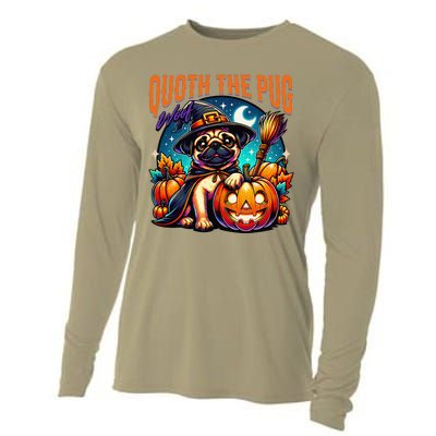 Poets Quoth The Pug Woof Halloween Dog Lovers Cooling Performance Long Sleeve Crew