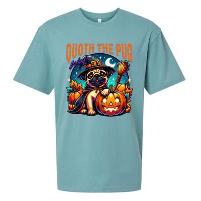 Poets Quoth The Pug Woof Halloween Dog Lovers Sueded Cloud Jersey T-Shirt