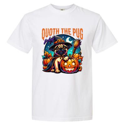 Poets Quoth The Pug Woof Halloween Dog Lovers Garment-Dyed Heavyweight T-Shirt