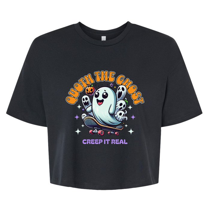 Poets Quoth The Ghost Creep It Real Halloween Bella+Canvas Jersey Crop Tee