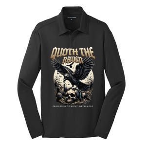 Poets Quoth The Raven Halloween Silk Touch Performance Long Sleeve Polo