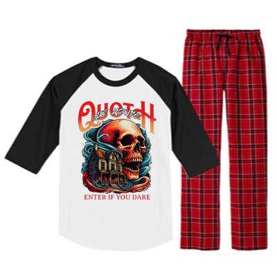 Poets Quoth The House Enter If You Dare Halloween Raglan Sleeve Pajama Set