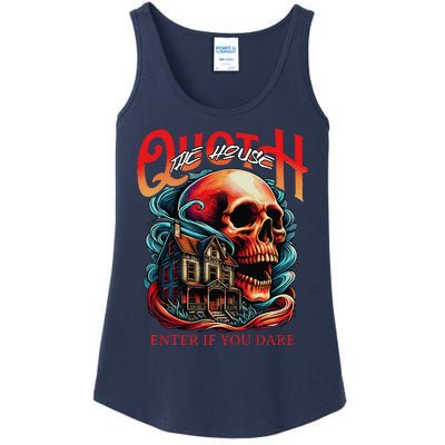 Poets Quoth The House Enter If You Dare Halloween Ladies Essential Tank