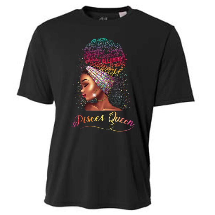 Pisces Queen Wo February March Zodiac Melanin Birthday Cooling Performance Crew T-Shirt