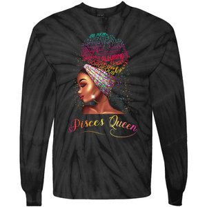 Pisces Queen Wo February March Zodiac Melanin Birthday Tie-Dye Long Sleeve Shirt