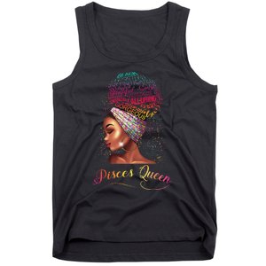 Pisces Queen Wo February March Zodiac Melanin Birthday Tank Top