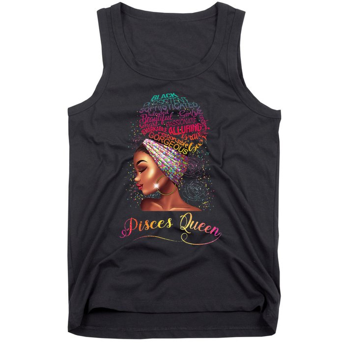 Pisces Queen Wo February March Zodiac Melanin Birthday Tank Top