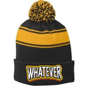 Playful Quirky Whatever Stripe Pom Pom Beanie