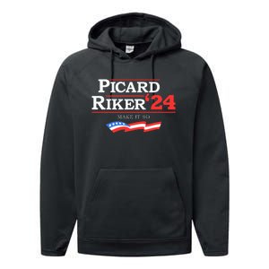 Picard Riker 2024 Make It So American Flag Performance Fleece Hoodie