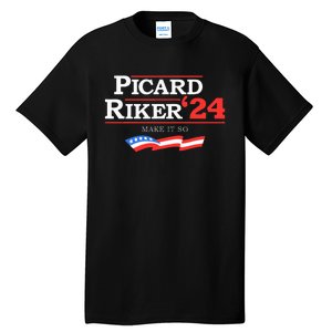 Picard Riker 2024 Make It So American Flag Tall T-Shirt