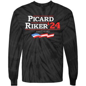 Picard Riker 2024 Make It So American Flag Tie-Dye Long Sleeve Shirt