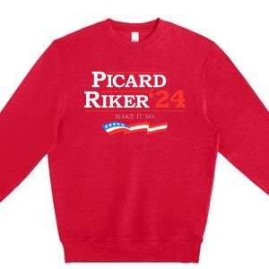 Picard Riker 2024 Make It So American Flag Premium Crewneck Sweatshirt