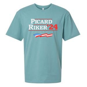 Picard Riker 2024 Make It So American Flag Sueded Cloud Jersey T-Shirt