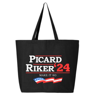 Picard Riker 2024 Make It So American Flag Funny Political 25L Jumbo Tote