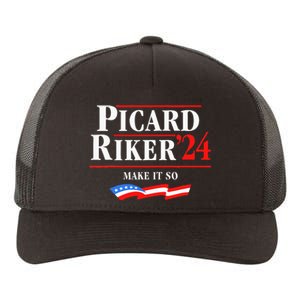 Picard Riker 2024 Make It So American Flag Funny Political Yupoong Adult 5-Panel Trucker Hat